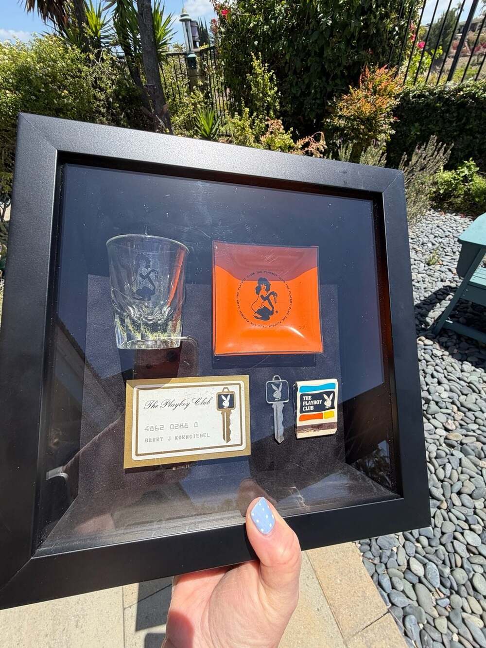 Vintage The Playboy Club Shadow Box Set with Shot Glass, Ashtray, Key, and Match